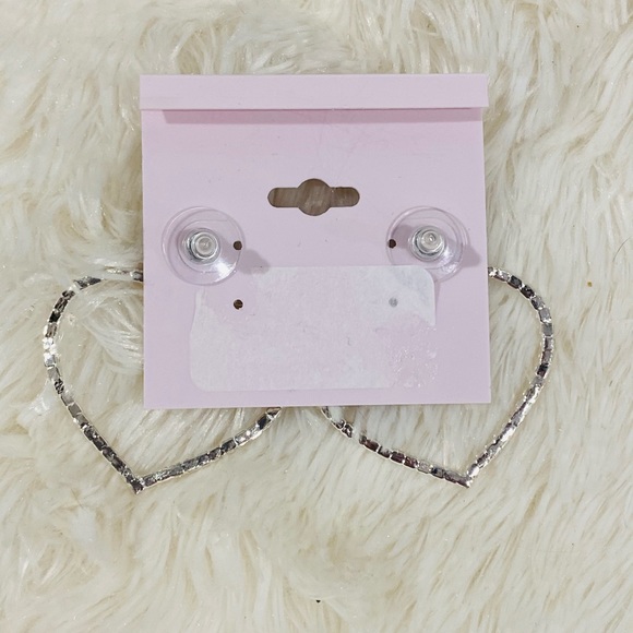 Pearl Rhinestone Heart Dangle Earrings - Picture 3 of 4